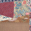 更紗の型写し継ぎ名古屋帯　前柄