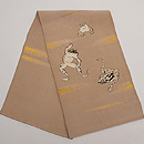 カエルのお相撲図綴れの単衣帯　帯裏