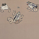 カエルのお相撲図綴れの単衣帯　前柄