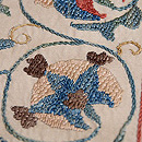 ウズベク スザニ花唐草文様名古屋帯　質感・風合