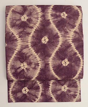 鹿角紫紺染め立涌文様名古屋帯