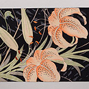 黒地秋の花文様刺繍名古屋帯　前柄