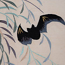 柳にコウモリ絽の刺繍名古屋帯　質感・風合