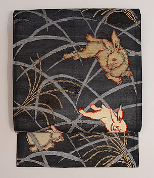 野うさぎの紗名古屋帯