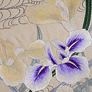 菖蒲の刺繍絽紗の名古屋帯　質感・風合