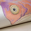 魚の図刺繍名古屋帯　質感・風合