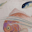 魚の図刺繍名古屋帯　質感・風合