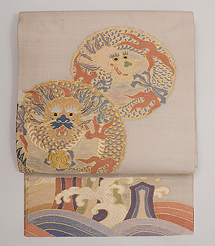 龍丸文様紗の名古屋帯