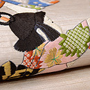 銀地変わり絽童文様丸帯　質感・風合