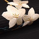 桔梗に虫かごの名古屋帯　質感・風合