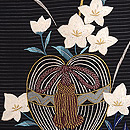 桔梗に虫かごの名古屋帯　質感・風合