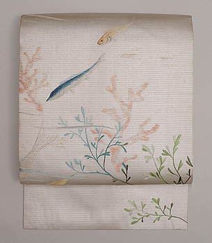 海中文様銀の名古屋帯