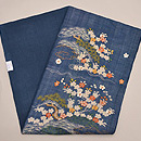 江戸帷子解き藍染名古屋帯　帯裏