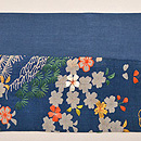 江戸帷子解き藍染名古屋帯　前柄