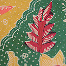 インドネシア 緑色バティック名古屋帯　質感・風合