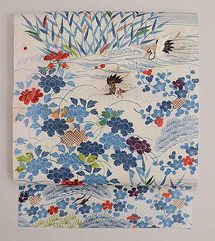 御所解き文様帷子の名古屋帯