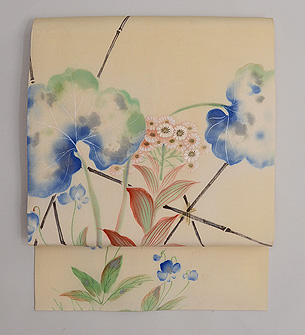 塩瀬につわぶき染め名古屋帯