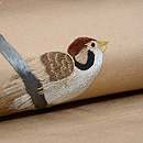 柿枝に雀、ボーダーの名古屋帯　質感・風合