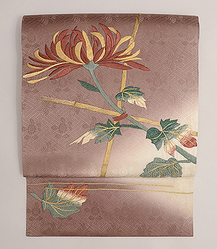 江戸菊文様刺繍名古屋帯