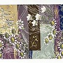 色紙文様縮緬の名古屋帯　前柄