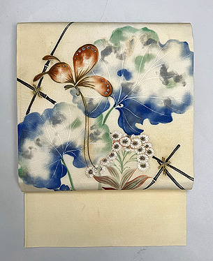 塩瀬につわぶき染め名古屋帯