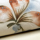 塩瀬につわぶき染め名古屋帯　質感・風合