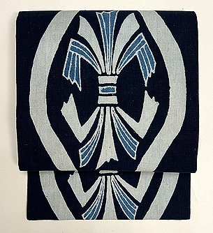 立涌に束ね熨斗文様筒描き名古屋帯