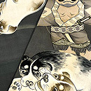 仔犬に奴凧の染め名古屋帯　質感・風合