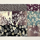 桜下仔犬文様継ぎ名古屋帯　前柄