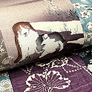 桜下仔犬文様継ぎ名古屋帯　質感・風合