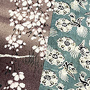 桜下仔犬文様継ぎ名古屋帯　質感・風合