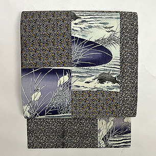 水辺文様継ぎ名古屋帯