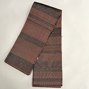 ざざんざ織り茶の半巾帯