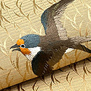 垂れ柳に燕の刺繍絽紗の名古屋帯　質感・風合