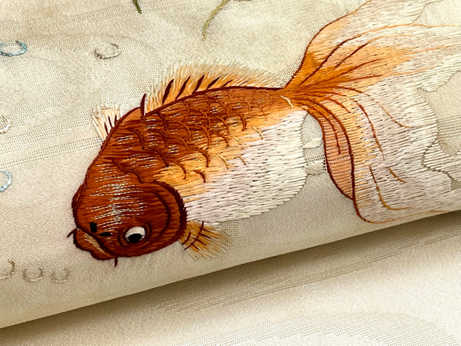 金魚の刺繍夏帯 132,000円(税込)帯22-07-07ご売約済み | アンティーク