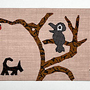 枯れ木にカラスコラージュの名古屋帯　前柄