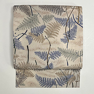 縮緬地シダ文様の名古屋帯