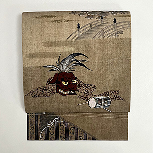 獅子舞文様の名古屋帯