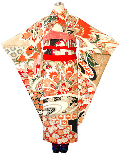 アールデコ抽象文様振袖