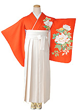 牡丹文様朱赤中振袖