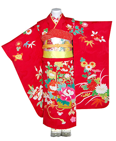 四季の花籠文祝い着