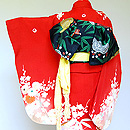 友禅染四君子裾文錦紗縮緬祝着