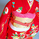 牡丹百花くす玉文錦紗祝い着