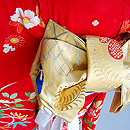 牡丹百花くす玉文錦紗祝い着