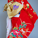 牡丹百花くす玉文錦紗祝い着